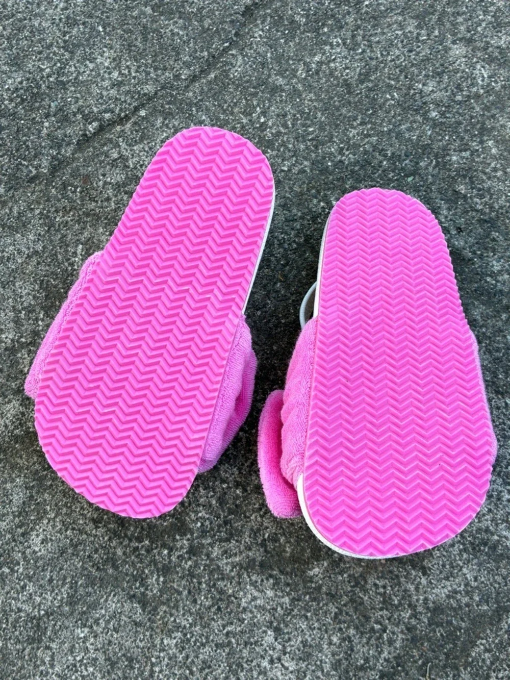 Janie and Jack Bright Pink Terry Jacquard Sandals - Size 7